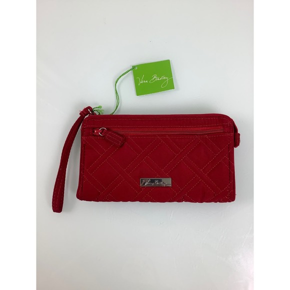 Vera Bradley Front Zip red multi compartment Wristlet NWT - Picture 1 of 12